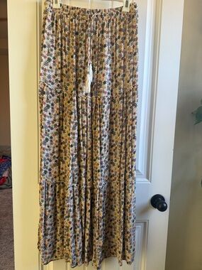 Mossimo Supply Co. Floral Tiered Maxi Skirt - Beige, Green, Rust, Yellow